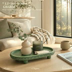 Oval Wood Decorative Tray with Beaded Edge for Coffee Table Decor, Green - Image 6