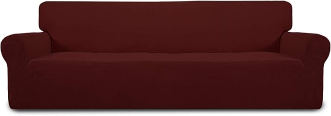 Easy-Going Stretch 4 Seater Oversized Sofa Couch Cover Wine | 1-Piece Extra by Easy-Going