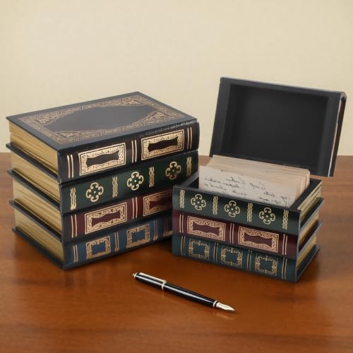 Tosnail 2 Pack Decorative Book Boxes Wooden Antique Book Decorations Vintage Storage Box - Image 5