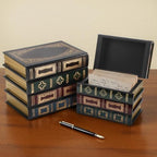 Tosnail 2 Pack Decorative Book Boxes Wooden Antique Book Decorations Vintage Storage Box - Image 5