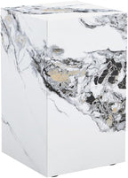 End Table, Side Table Living Room Table, Faux Marble Sofa Couch White Bedside - Image 7