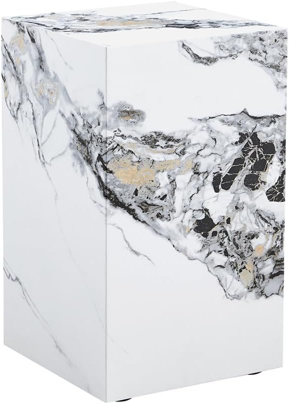 End Table, Side Table Living Room Table, Faux Marble Sofa Couch White Bedside - Image 7