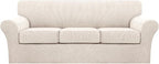 Turquoize 4 Piece Sofa Covers for 3 Cushion Couch Sofa Slipcover Soft Couch by Turquoize