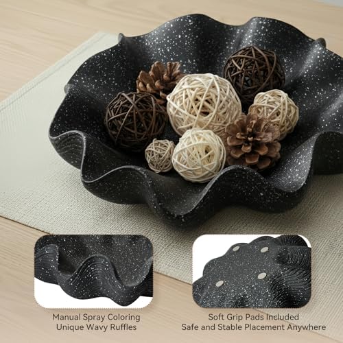 Scalloped Decorative Bowl Home Decor, 12.6" Shell Ruffle Fruit Bowl - Image 4
