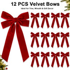 Red Velvet Bows for Christmas Tree, Red Ribbon Christmas Ornaments, 12pcs - Image 7