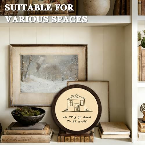 CFFJLHN Rustic Farmhouse Wall Art Decor, Oh It's So Good to Be Home Motivational Neutral Minimalist Round Hanging Wall Decor for Home Bedroom Living Room, 10x10 Inch - Image 6