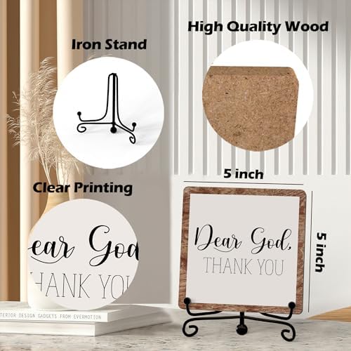 Modern Farmhouse Decor, Home Decor For Living Room, Boho Chic Aesthetic Shelf Decorations, Christian Rutsic Dear God Sign, Farm House Entryway Tv Stand Fireplace Coffee Table Decoration (06) - Image 2