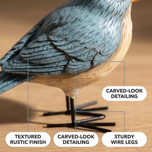 The Bridge Collection Rustic Blue Bird Figurine - Standing Songbird Decor - Image 5