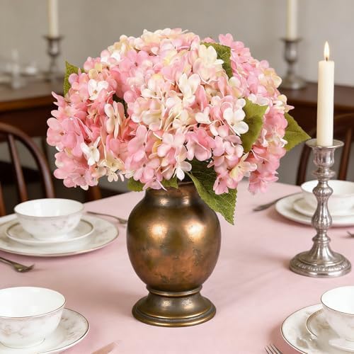 Kimura's Cabin 6pcs Fake Hydrangeas Flowers Artificial Silk Hydrangea,Pink - Image 4