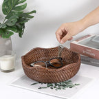 Hipiwe 10" Round Key Tray for Entryway Table Handwoven Wicker Basket Bowl - Image 7