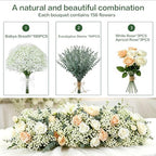 156 PCS Mixed Eucalyptus Stems with Babys Breath Greenery & Silk Roses - Image 3