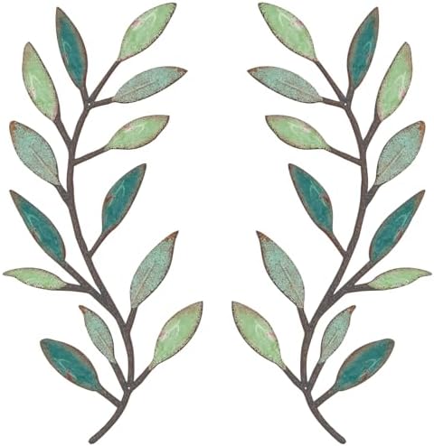 Zhengmy 2 Pcs Metal Leaf Wall Art Vine Branch Decor,Gradient Green by Zhengmy