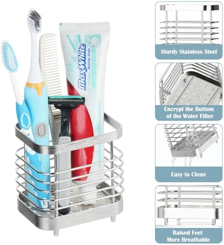 Toothbrush Holder for Bathroom, Stainless Steel Electric Toothpaste Holder - Image 3