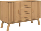 Scandinavian Style Sideboard Brown Solid Pine Wood 45 Inch Wide Sideboard - Image 2