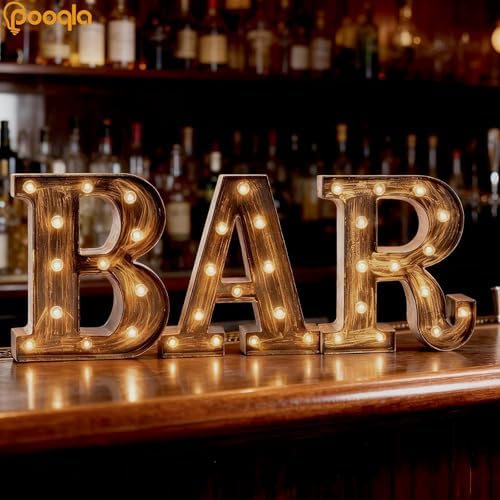 Pooqla BAR Sign for Home Bar Decor, Vintage LED Light Up Bar Sign - Image 6