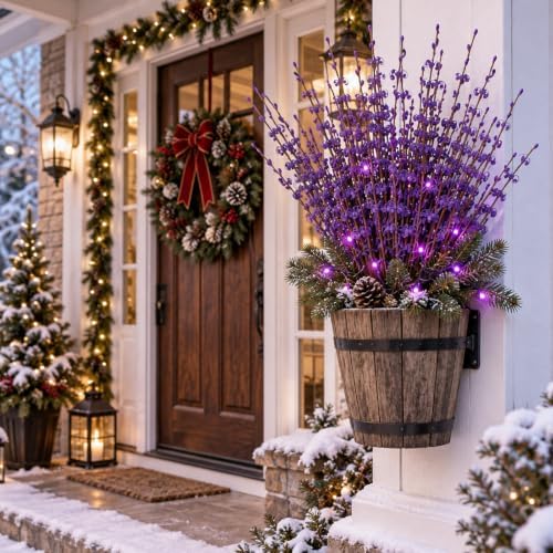 10Pcs Purple Jasmine Flowers Artificial Pussy Willow Branches for Vase - Image 4