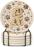 Absorbent Cup Coasters Set of 6 with Holder, Dog by Kokaaee