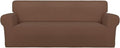 PureFit Stretch Oversized Couch Covers Fleece Sofa Slipcovers Brown | 1-Piece by PureFit