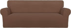 PureFit Stretch Oversized Couch Covers Fleece Sofa Slipcovers Brown | 1-Piece by PureFit