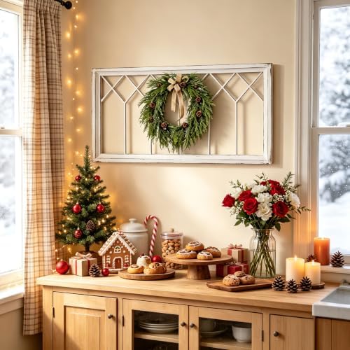 Sintosin Rustic Window Frame Wall Decor 19 X 39 Inches, Distressed White - Image 5