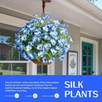 Blue Artificial Morning Glory Flowers for Outdoor Planters, Premium UV Resistant Silk Faux Flowers for Porch, Hanging Basket & Window Box, Lifelike Floral Arrangement, No Pot 13.3“ 8 Bundles - Image 5