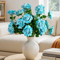 Artificial Flowers 23.2In Artificial Roses 20PCS Fake Roses Long Stem Artificial Flowers for Tall Vase Silk Rose Spring Suitable for Indoor Wedding Party Decor Valentine's Day DIY Bouquet,Blue by ENALGRE