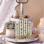 Lineshading 4 Pcs Inspirational Table Decor Wooden Book Gather Blessed Sign - Image 2