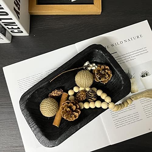 Wooden Dough Bowl Decor, Vintage Wooden Bowl Hand Carved Home Decor for Dining Table Center, Living Room, Kitchen Decor. (10inch black) - Image 3
