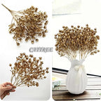 Gold Baby Breath Artificial Christmas Flowers, Plastic Gypsophila Plant Fake Plants for Wedding Bridal Bouquet Party Indoor DIY Home Hall Table Centerpieces Arrangements Decoration - Golden 2 Pcs - Image 6