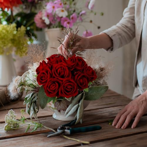 12 Pcs Artificial Rose Flowers, Dark Red Silk Roses with Long Stems, Realistic Fake Roses for Wedding Centerpiece Party Home and Office DIY Decor - Image 7