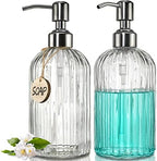 JASAI 2PACK 18 Oz Glass Soap Dispenser with Rust Proof Stainless Steel Pump by JASAIHOME