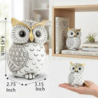 Smadeer Black and White Owl Statue, Small Resin Owl Boho Shelf Decor - Image 3