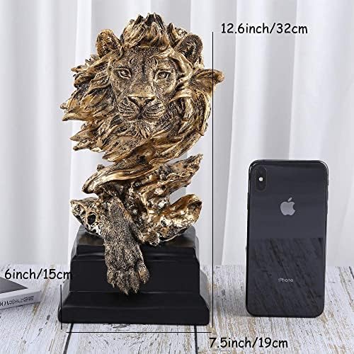 H&W Sandstone Lion Statue, The King of Beast, Collectible Figurines, Golden - Image 4
