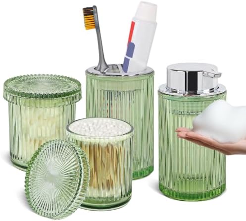 4pcs Green Glass Bathroom Accessories Set by TonxusBathroomAccessories