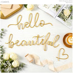 Hicarer Metal Hello Beautiful Wall Art Minimalist Wall Decor, Gold - Image 3