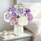 18Pcs Purple Fake Flowers with Vase, Silk Dahlias Purple Artificial Flowers - Image 7