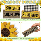 Yuntau 4 Pcs Sunflower Decorations, Wooden Block Sign Tiered Tray Decor - Image 6