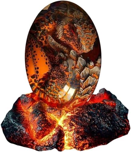 ACOCOFE Dragons Egg, Crystal Lave Dragon Egg with Luminous Base, Handmade Resin Sculpture - Gift for Christmas, Birthdays, Graduation, Holidays, Back to School (Red with Base) by ACOCOFE