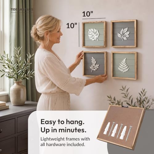 Tide and Tales 3D Botanical Leaf Wall Art, Set of 4, Bedroom Wall Art - Image 3