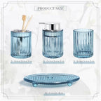 CERBIOR Bathroom Accessories Set, 4 PCS Glass Bathroom Set,Silver Blue - Image 2