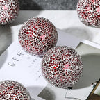 Decorative Glass Mosaic Sphere Balls, 3 Inch Diameter, Set of 5, Table Centerpiece (Red) - Image 3