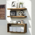 RICHER HOUSE 3-Set Brown Floating Wall Shelves, Bathroom Shelf Over Toilet by RicherHouse
