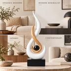 FJS White Abstract Flame Sculpture for Living Room Coffee Table Decor - Image 4