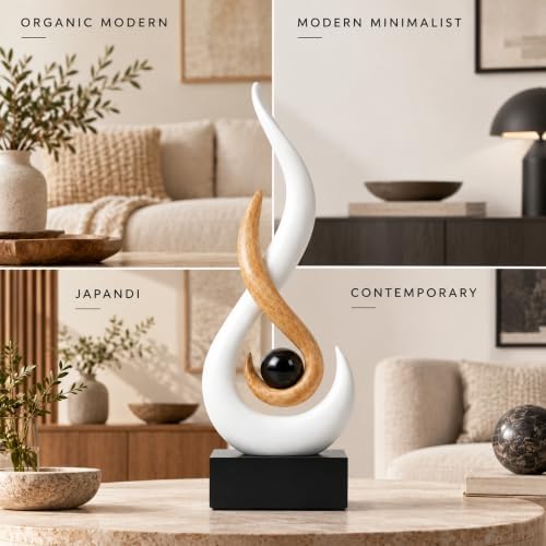 FJS White Abstract Flame Sculpture for Living Room Coffee Table Decor - Image 4
