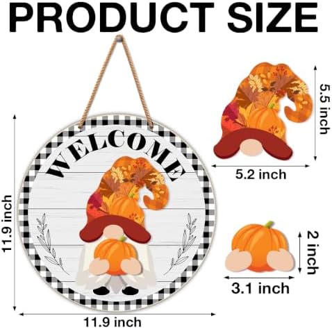 Interchangeable Gnome Welcome Sign Halloween Porch Decor - Image 2