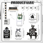 Fairysandy 11 Pcs Home Tiered Tray Decor Black White Rustic Wooden Signs - Image 3