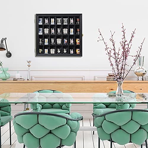 Shot Glass Display Case Wooden Cabinet Rack Holder Wall Mounted Black Shadow - Image 7