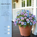 Blue Purple Artificial Morning Glory Flowers for Outdoor Planters, Premium UV Resistant Silk Faux Flowers for Porch, Hanging Basket & Window Box, Cottage Garden Decor, No Pot, 13.3 Inch, 4 Bundles - Image 3