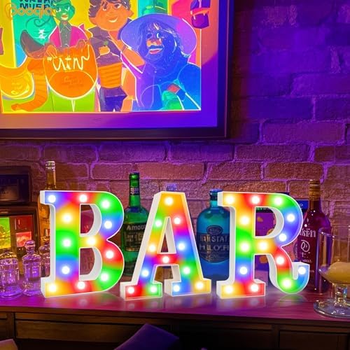 Pooqla BAR Sign for Home Bar Decor, Colorful LED Light Up Bar Sign - Image 5