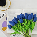 ONLY ART Artificial Navy Blue Tulips 20 Pcs – 13.5 Inch PU Faux Flowers with Bendable Stems for Home Décor, Wedding Centerpieces, DIY Floral Arrangements, New Year and Valentine's Day - Image 7
